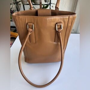 VINTAGE COACH LAGACY BONNIE CASHING LINE 9422 BROWN/TAN LEATHER SLIM TOTE BAG